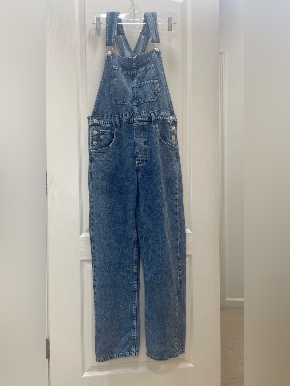 We The Free Stonewash Blue Denim Overalls